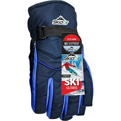 Mens Ski Gloves, Water Resistant, 3 Asstd Colours