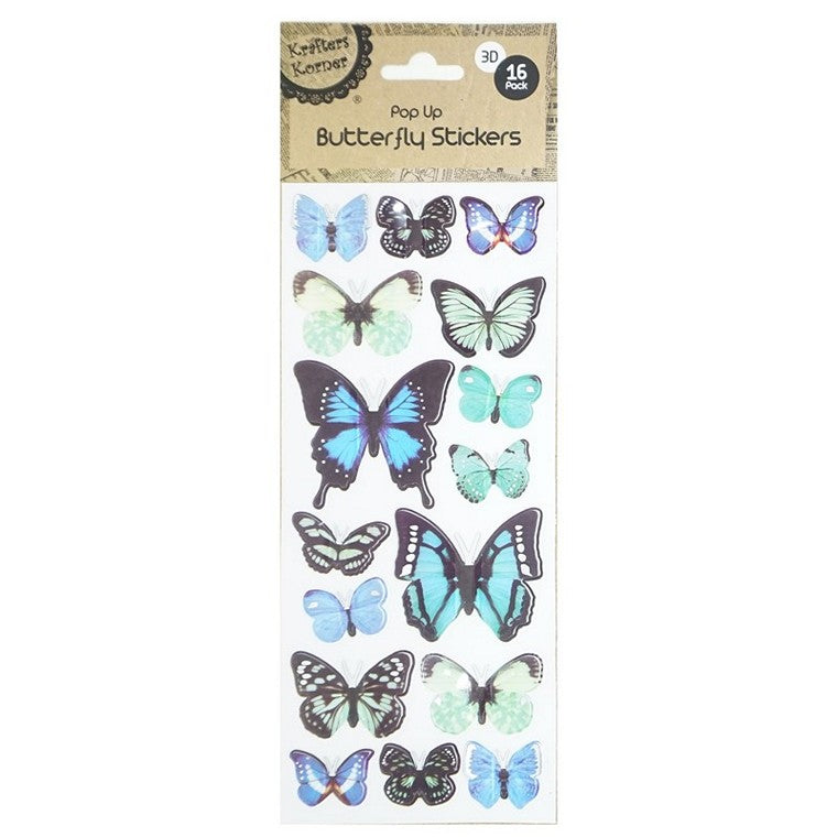 Adhesive Pop Up Butterflies, 16pk, 4 Asstd Designs