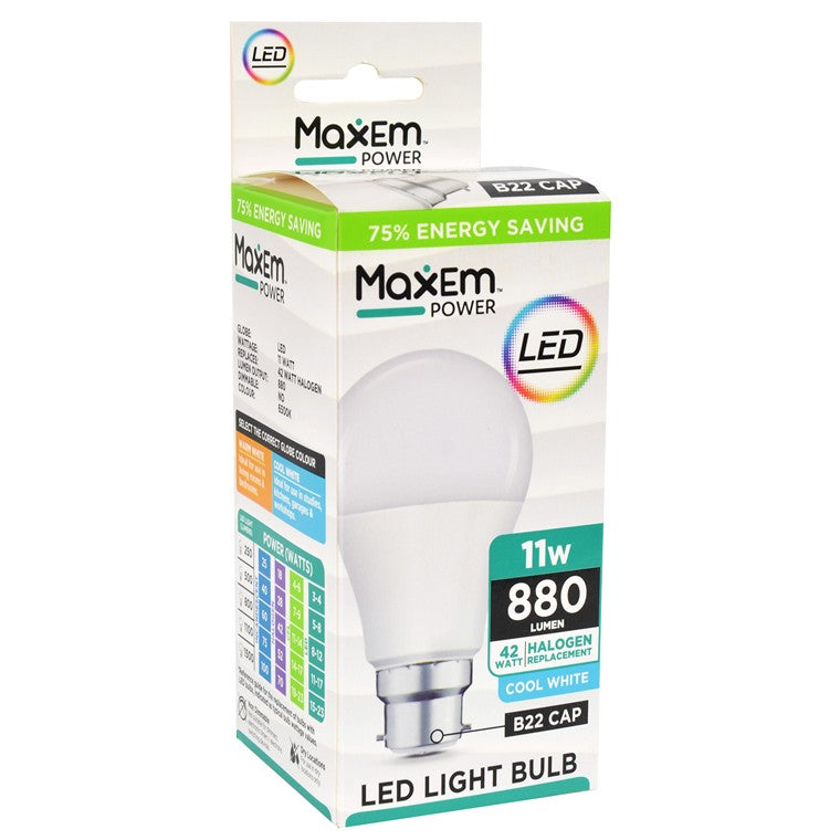 Maxem Bulb LED, Cool White, B22