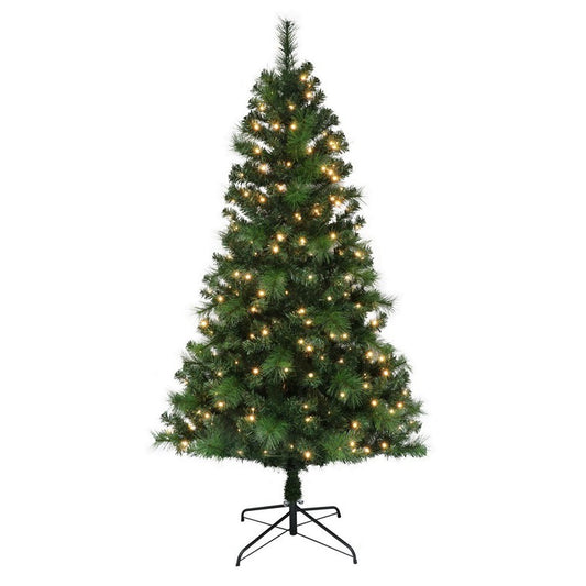 Green Hard Needle 250 LED Lit Tree, 213cm