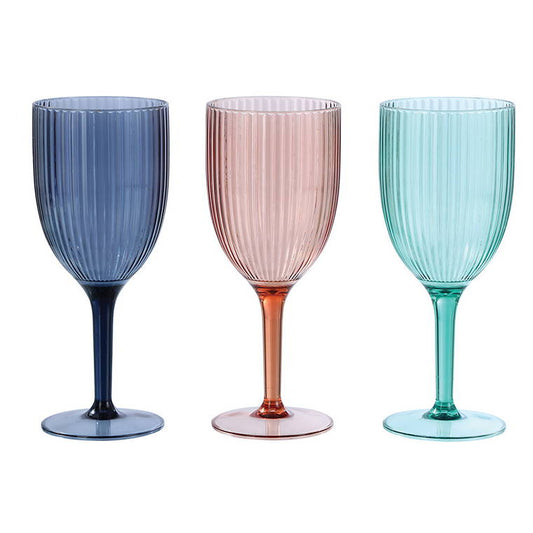 Palm Deco Goblet, 400ml, 3 Asstd Colours