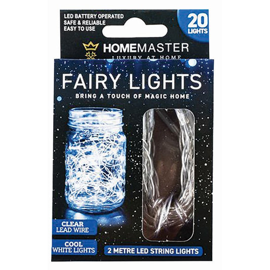 2m Fairy Light, 20 LED, Clear Cool White