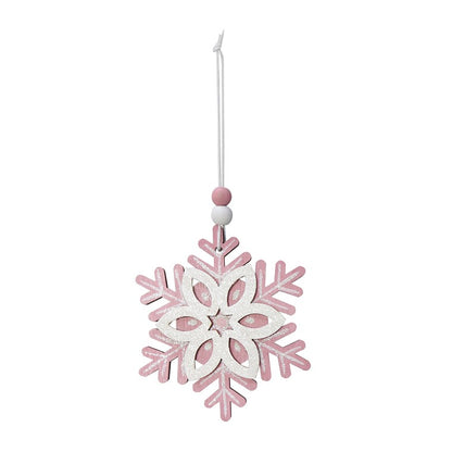 Hanging Snowflake Pink, 9cm, Asstd