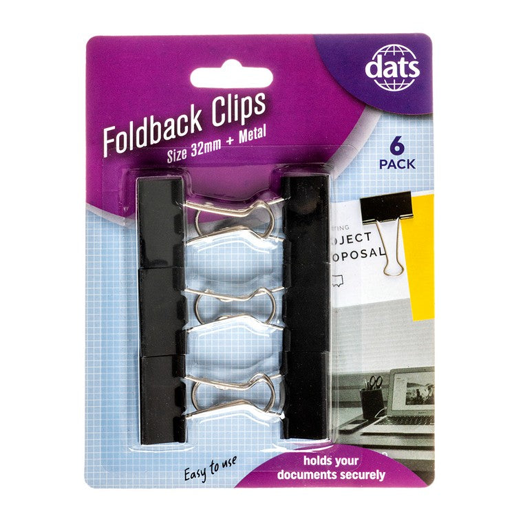 Foldback Clips, 32mm, 6pk