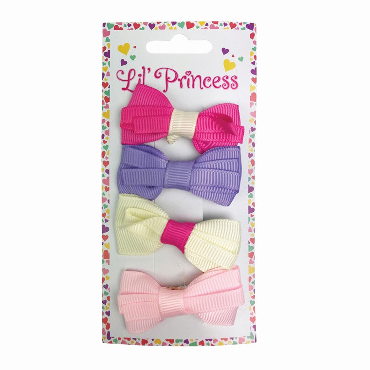 Little Princess Hair Clips, Bow, 4pk