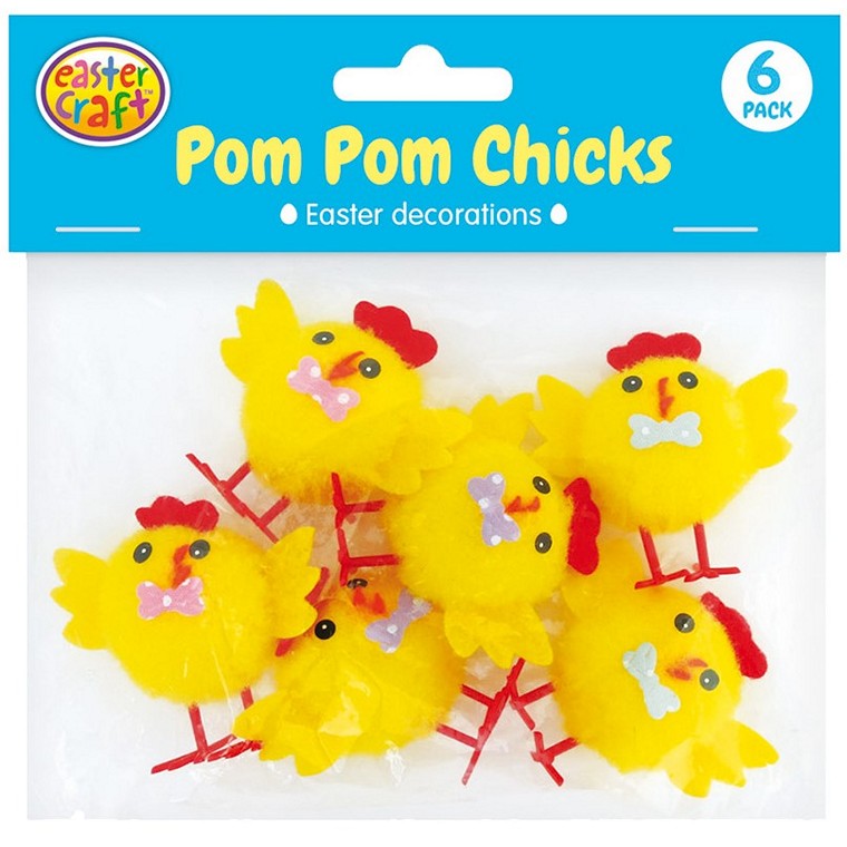 Pom Pom Chicks, 6pk, 4cm Chick