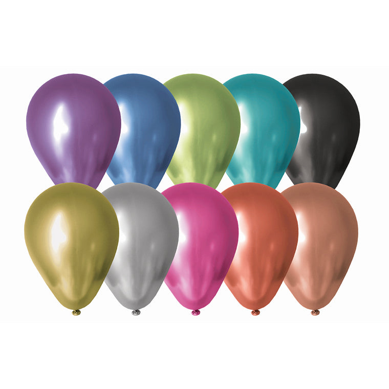 Balloons, Chrome, Multi Colour, 30cm, 10pk