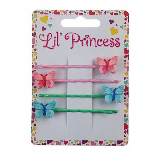 Little Princess  Slide Pins, Butterfly, 4pk, 2 Asstd Colours