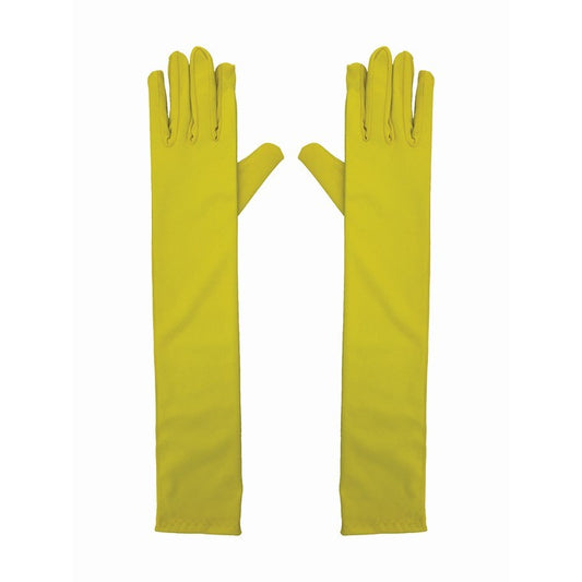 Party Long Satin Gloves, Yellow