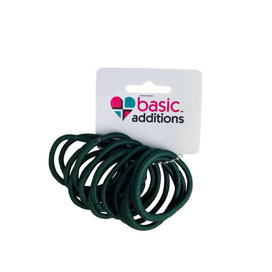 School Hair Elastic, Bottle Green, 15pk