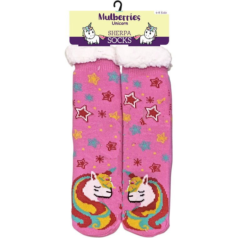 Girls Sock w/ Sherpa Lining, 4 Asstd Designs