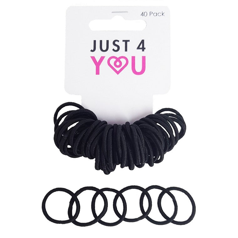 Mini Hair Elastic, Black, 40pk