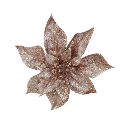 Glitter Poinsettia Clip, 20cm, Asstd