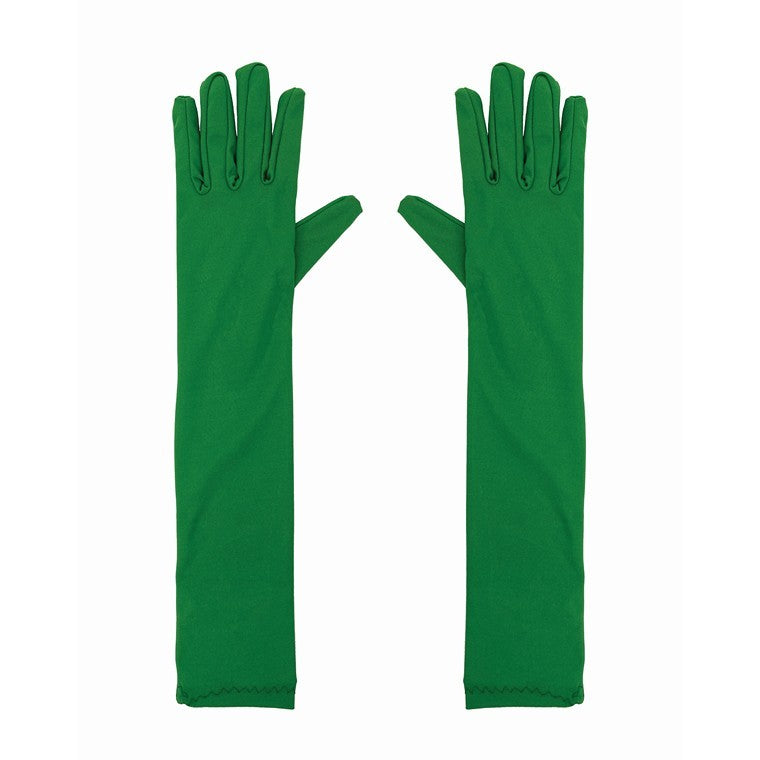 Party Long Satin Gloves, Green