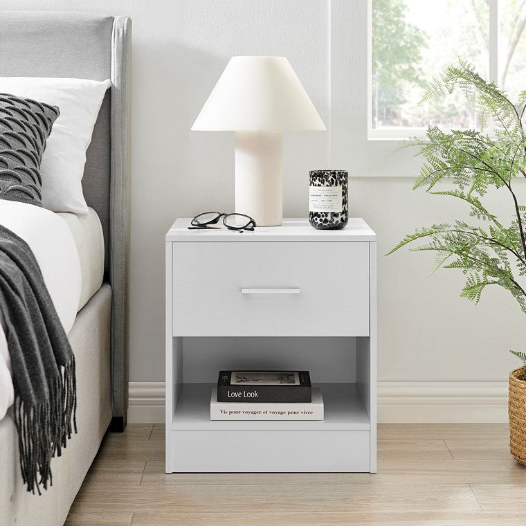 Bedside Table, 1 Drawer, White