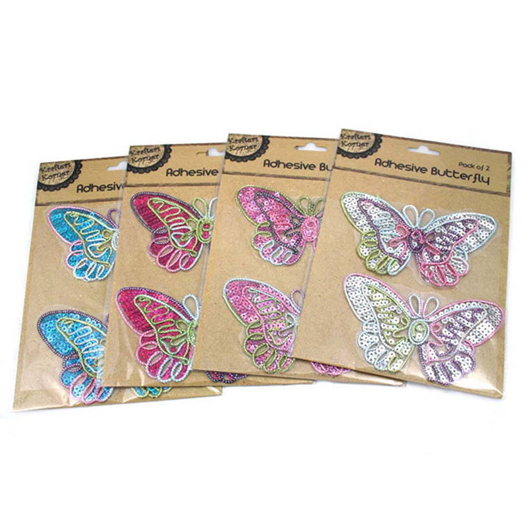 Sequin Butterfly, 2pk, Asstd Colours