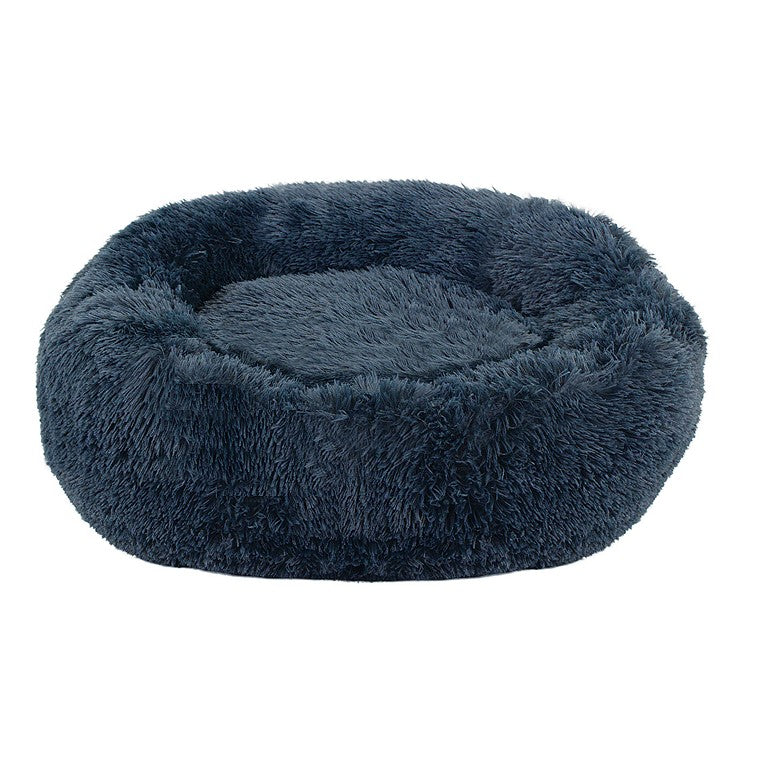 Medium Soothing Plush Donut Dog Bed, Grey