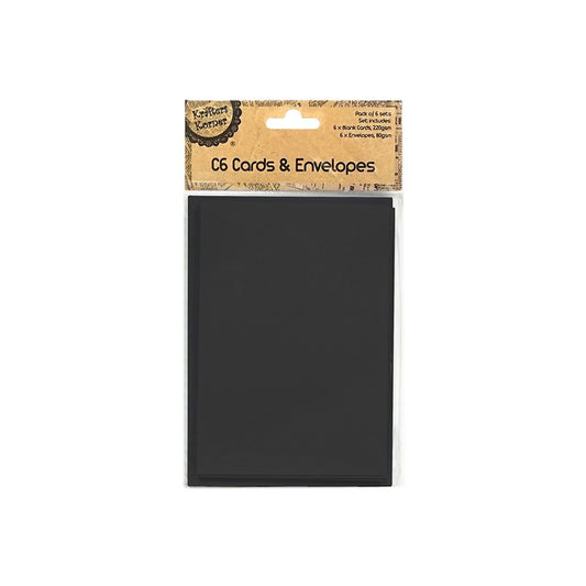 C6 Card and Envelopes, Black, 6pk