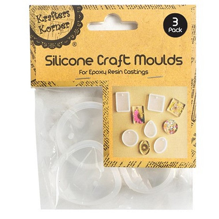 Silicone Craft Mould, 3pk, Asstd Designs