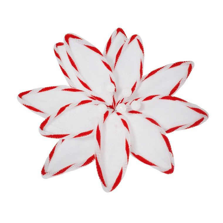 Poinsettia Candy Stripe Clip 30cm, Asstd