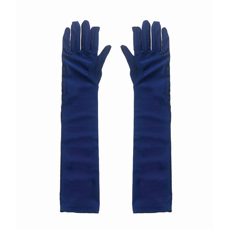 Party Long Satin Gloves, Blue