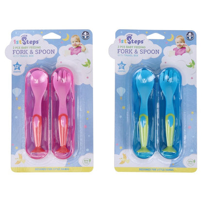 1st Steps Baby Cutlery, 3pce, 2 Asstd Colours