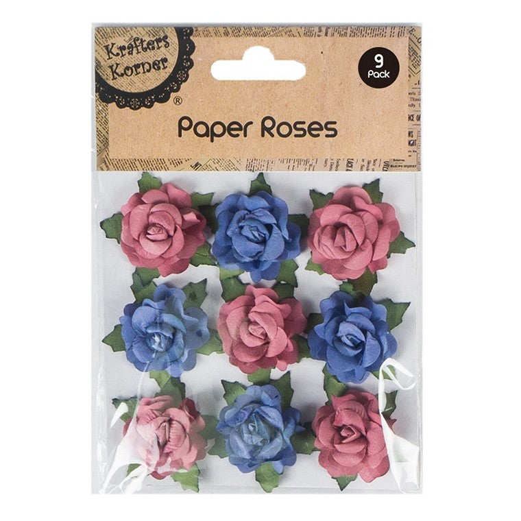 3D Crafing Roses, 9pk, 2 Asstd Colours