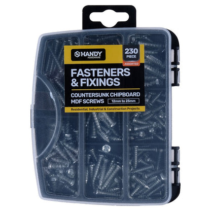 Fasteners & Fixings, Countersunk Chipboard MDF Screws, 230pc