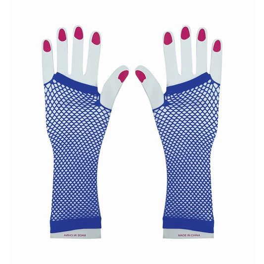 Party Fishnet Gloves, Blue