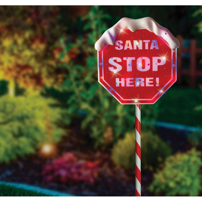 Solar Santa Stop Sign, 110cm