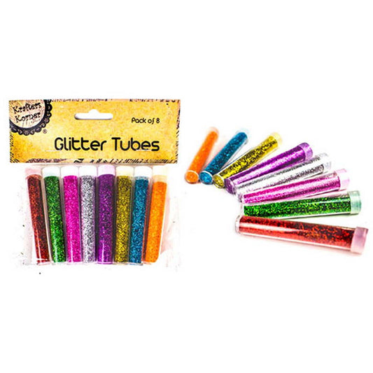 Coloured Glitter Tubes, 8pk