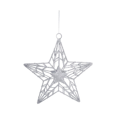 Hanging Metal Glitter Star, 20cm, Asstd