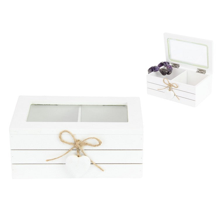 White Rectangle Box w/ Heart, 16 x 10cm