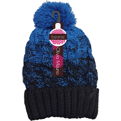 Ladies Melange Knit Beanie w/ Pom Pom, 2 Asstd Colours