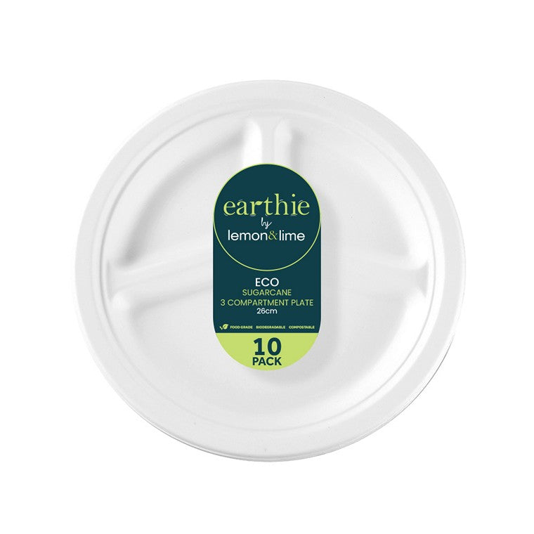 L&L Eco 3 Compartment Plate White, 10pk