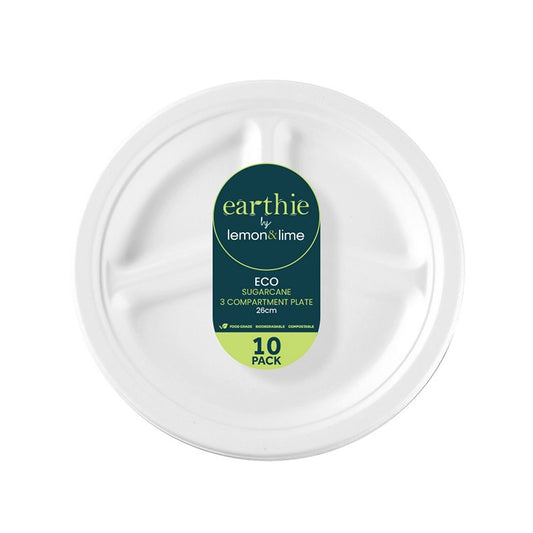 L&L Eco 3 Compartment Plate White, 10pk