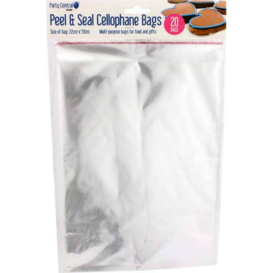 Party Central Cellophane Bags, X Large, 20pk