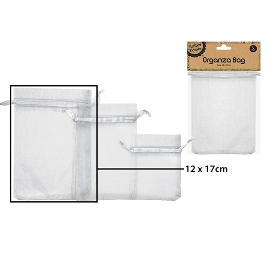 Organza Bag, White, 4pk