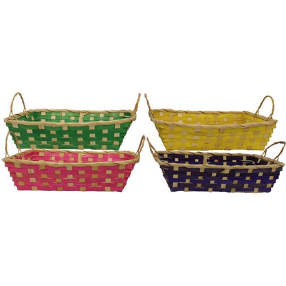 Woven Square Basket w/ Handles, 29cm x 22cm x 7cm, 4 Asstd Colours