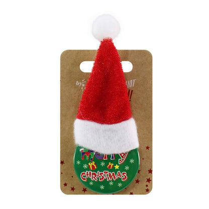 Santa Hat Metal Badge, Asstd