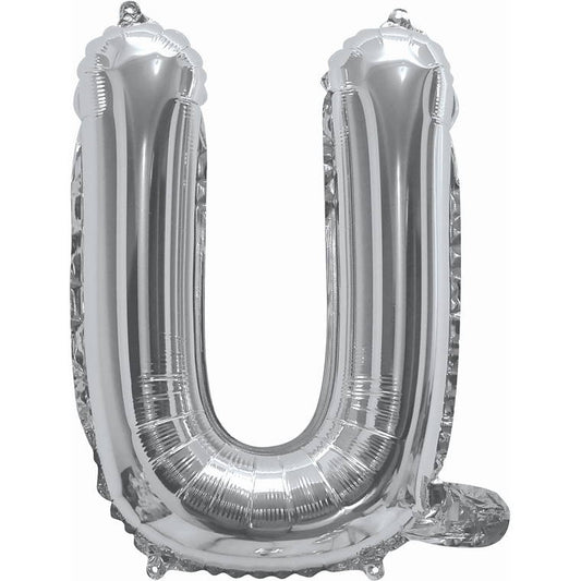 Silver Foil Balloon, 35cm, Letter U