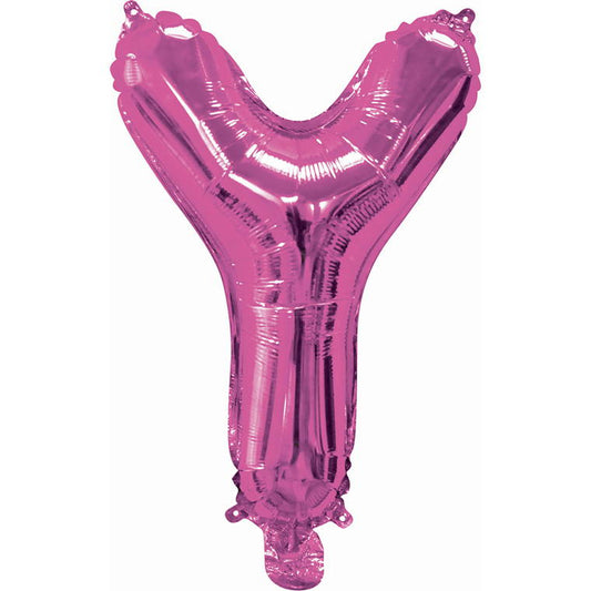 Pink Foil Balloon, 35cm, Letter Y