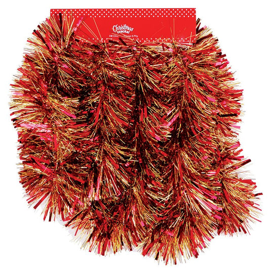 Christmas Tinsel Chunky Red w/ Gold, 3m