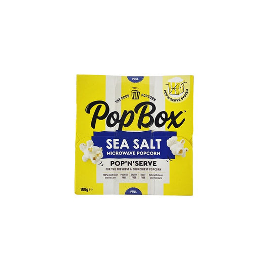 PopBox Microwave Popcorn, Sea Salt, 100g