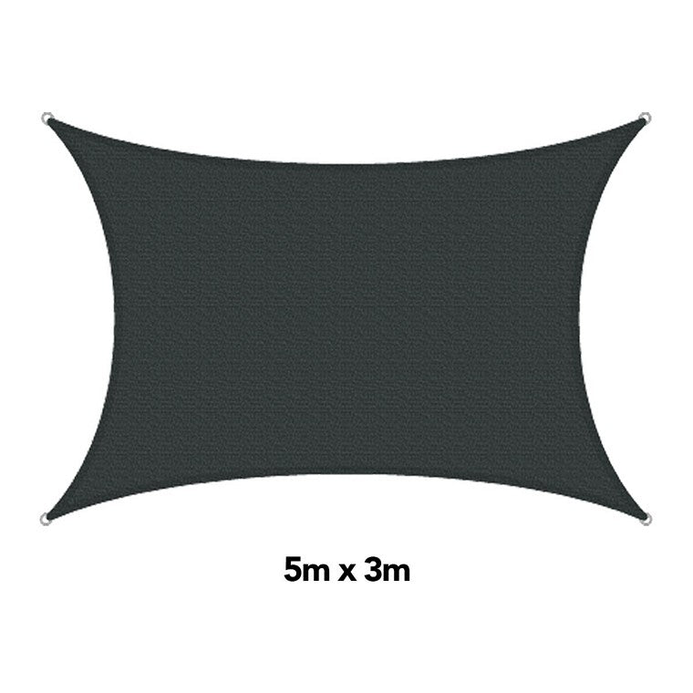 H&G Shade Sail Rectangle Charcoal, 5x3m