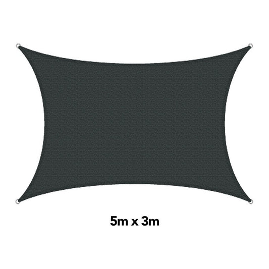 H&G Shade Sail Rectangle Charcoal, 5x3m