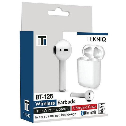 Tekniq Earbuds, Wireless w/ Charging Case