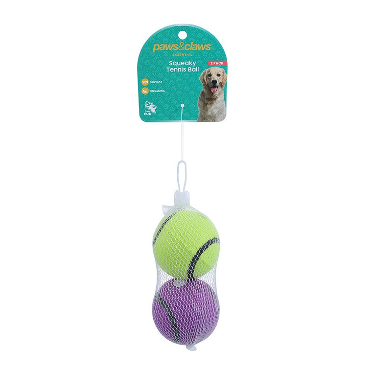 Squeaky Tennis Balls, 2pk, Asstd