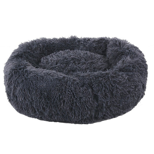 Large Soothing Plush Donut Dog Bed, Grey