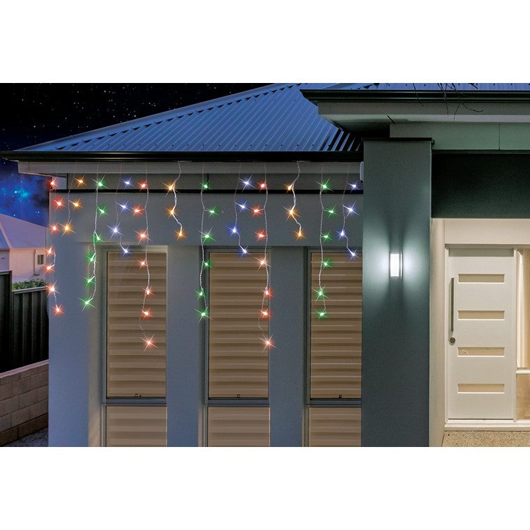 Solar Icicle Lights, Multi, 400 LED